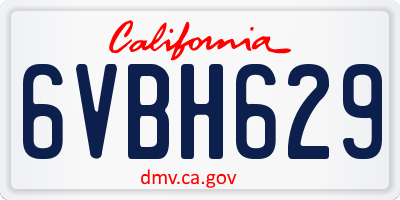 CA license plate 6VBH629