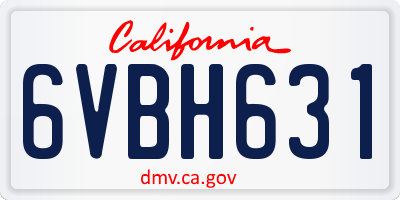 CA license plate 6VBH631