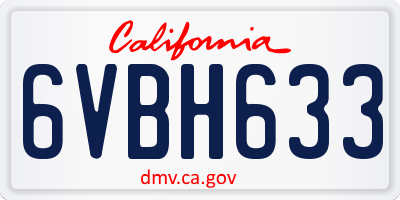 CA license plate 6VBH633