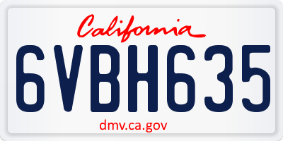 CA license plate 6VBH635
