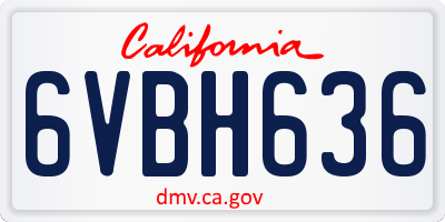 CA license plate 6VBH636