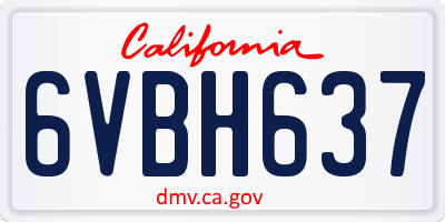 CA license plate 6VBH637