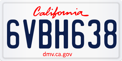 CA license plate 6VBH638