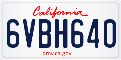 CA license plate 6VBH640