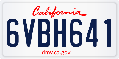 CA license plate 6VBH641