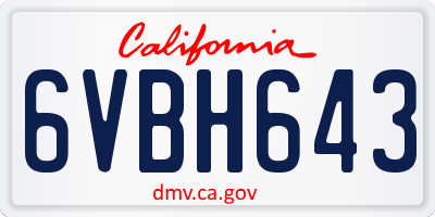 CA license plate 6VBH643
