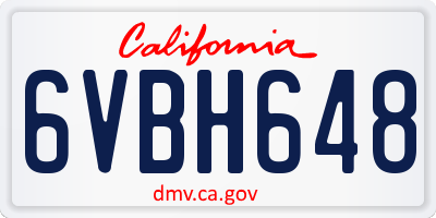 CA license plate 6VBH648