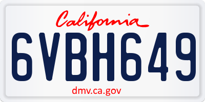CA license plate 6VBH649