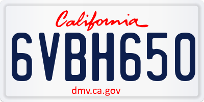 CA license plate 6VBH650