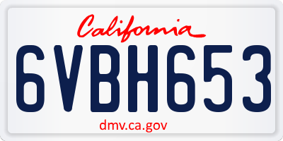CA license plate 6VBH653