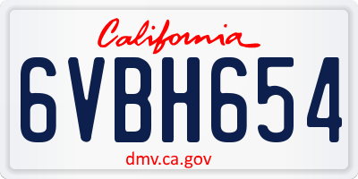 CA license plate 6VBH654