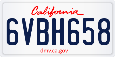 CA license plate 6VBH658
