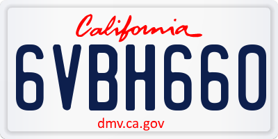 CA license plate 6VBH660