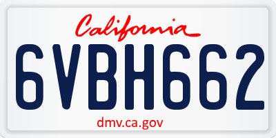 CA license plate 6VBH662