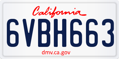 CA license plate 6VBH663