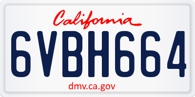 CA license plate 6VBH664