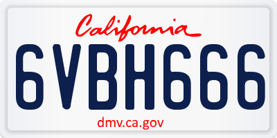 CA license plate 6VBH666