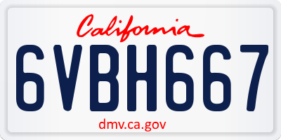 CA license plate 6VBH667