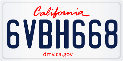CA license plate 6VBH668