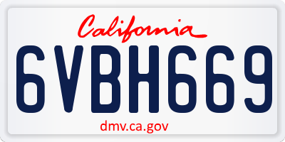CA license plate 6VBH669