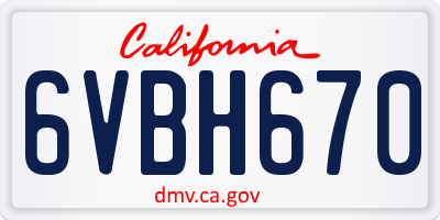 CA license plate 6VBH670