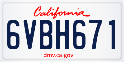 CA license plate 6VBH671