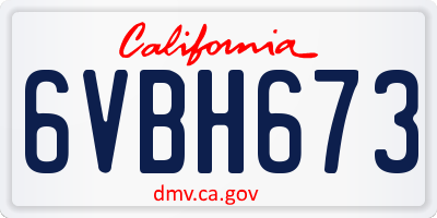 CA license plate 6VBH673