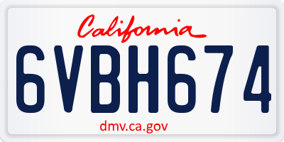 CA license plate 6VBH674