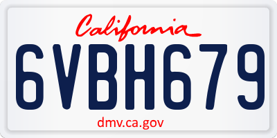 CA license plate 6VBH679