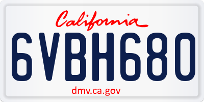 CA license plate 6VBH680