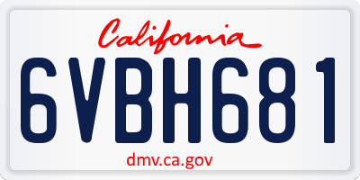 CA license plate 6VBH681