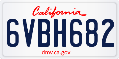 CA license plate 6VBH682
