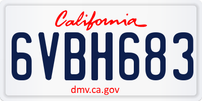 CA license plate 6VBH683