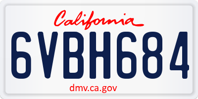 CA license plate 6VBH684