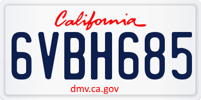 CA license plate 6VBH685