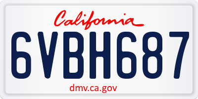 CA license plate 6VBH687