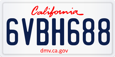 CA license plate 6VBH688