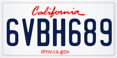CA license plate 6VBH689