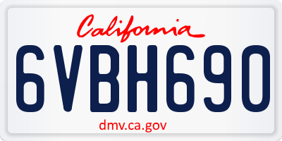 CA license plate 6VBH690