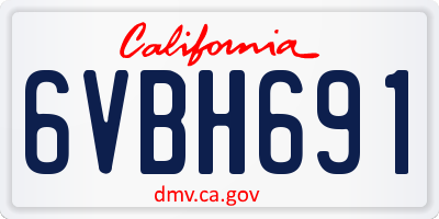 CA license plate 6VBH691