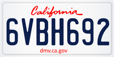 CA license plate 6VBH692