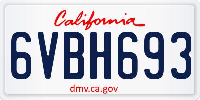 CA license plate 6VBH693