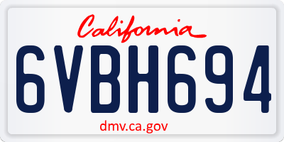 CA license plate 6VBH694