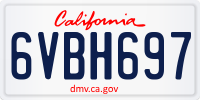 CA license plate 6VBH697