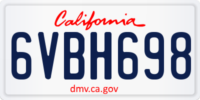 CA license plate 6VBH698