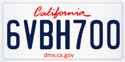 CA license plate 6VBH700