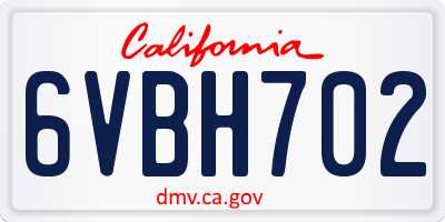 CA license plate 6VBH702