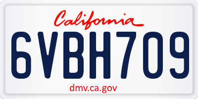 CA license plate 6VBH709