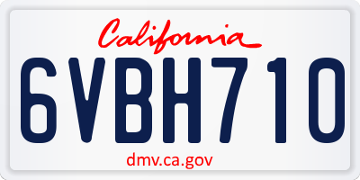 CA license plate 6VBH710