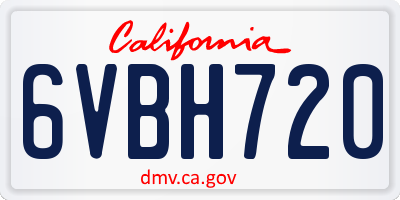 CA license plate 6VBH720